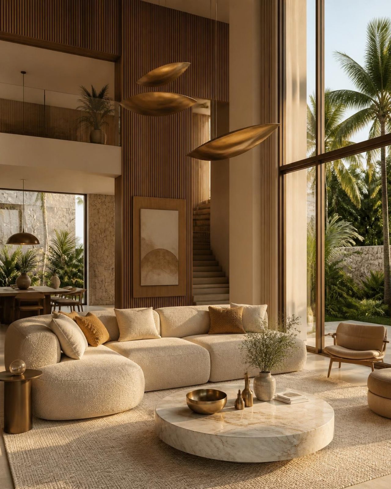 Modern living room interior design in a tropical villa